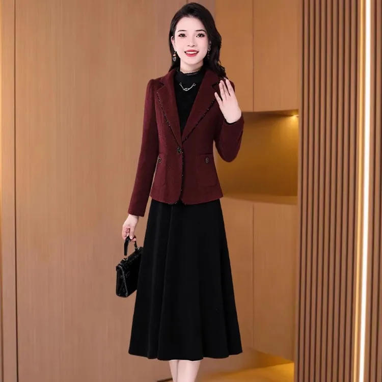 拉夏贝尔小香风结婚长辈一整套装连衣裙2025春季爆款妈妈两件套