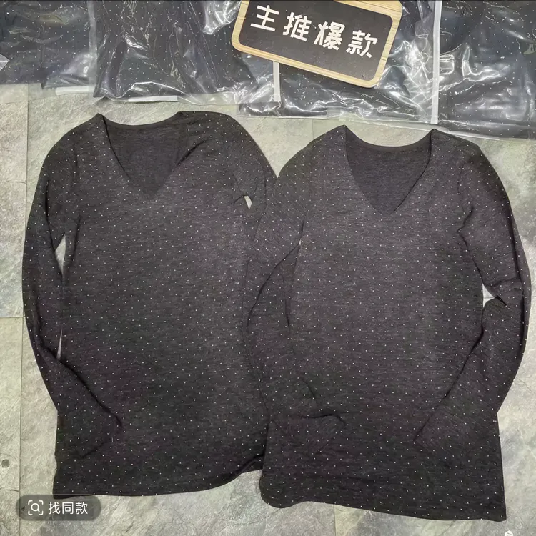 韩系复古V领波点宽松显瘦打底衫女2025冬季庸懒风小众T恤上衣潮