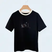 Pada嘻&SM【手绘印花】韩系休闲 百搭舒适圆领T恤 52523 Hi Fortune