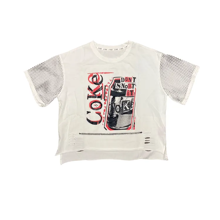 【GEYANTU】703时尚夏季黑色印花设计师圆领重工轻奢休闲水洗做旧