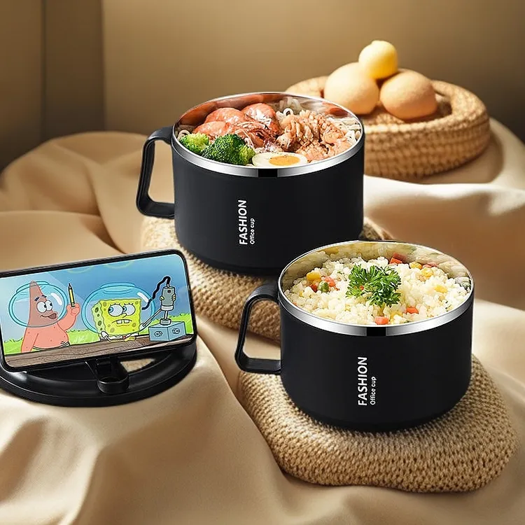 【新升级】不锈钢泡面碗可沥水学生宿舍方便面碗上班族不锈钢饭碗