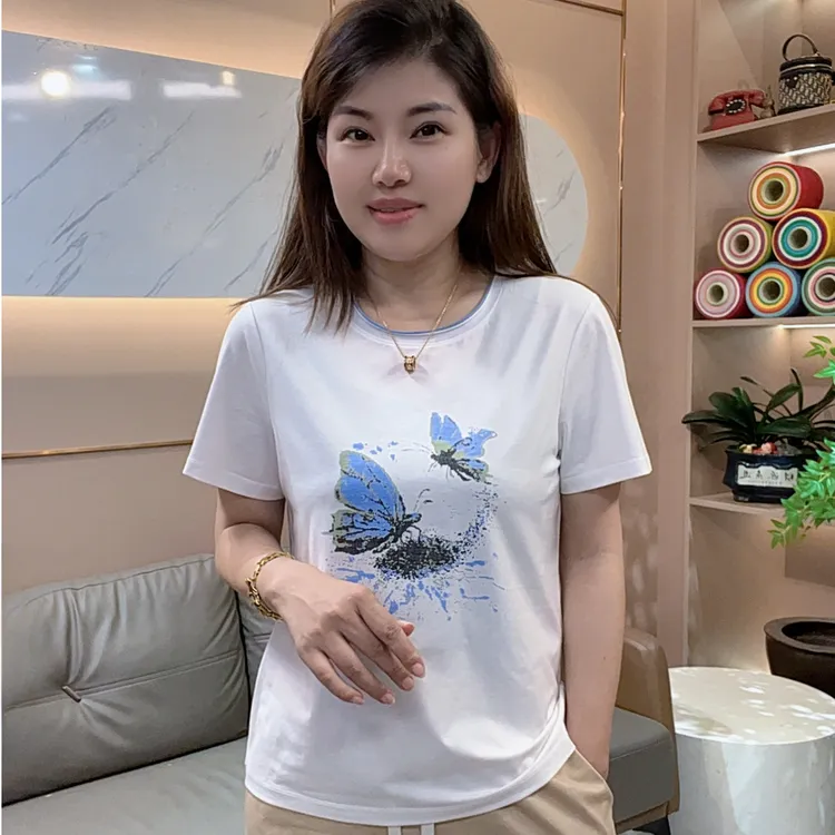 怡特美【化茧成蝶】["恋夏风"]宽松显瘦莫代尔+棉圆领短袖t恤259816