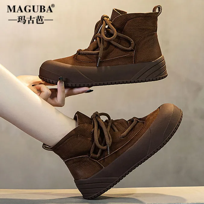MAGUBA/玛古芭复古英伦风马丁靴女款时尚潮流舒适显瘦百搭短筒靴
