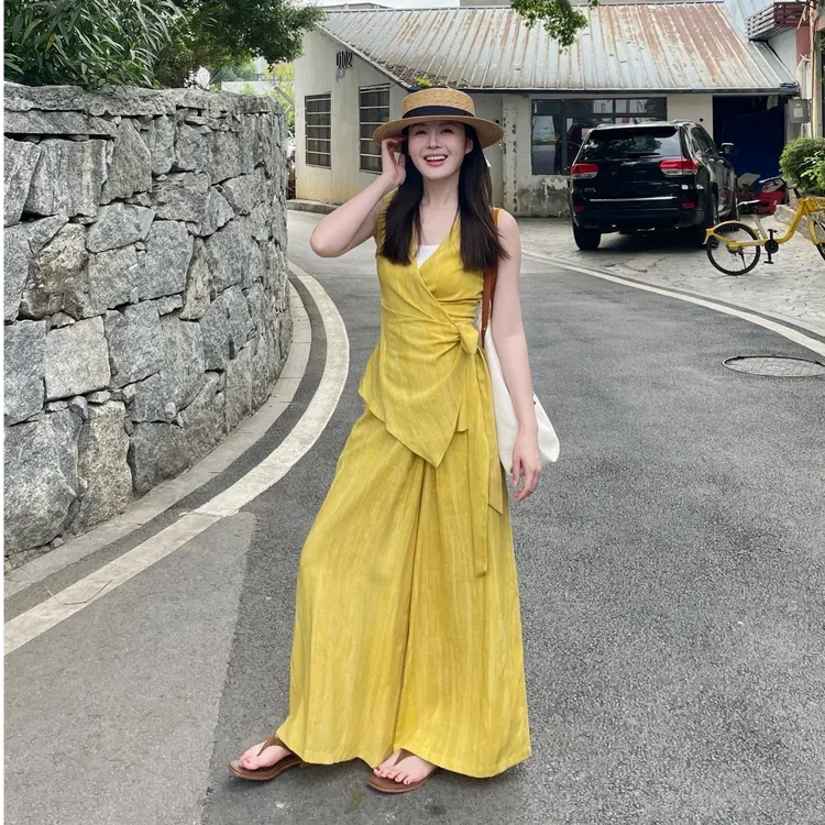 2025夏季新款时尚套装气质显瘦洋气休闲百搭性感辣妹外穿长裤套装