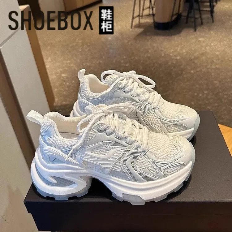 达芙妮集团鞋柜露思同款银色老爹鞋女2025春季新款增高休闲运动鞋