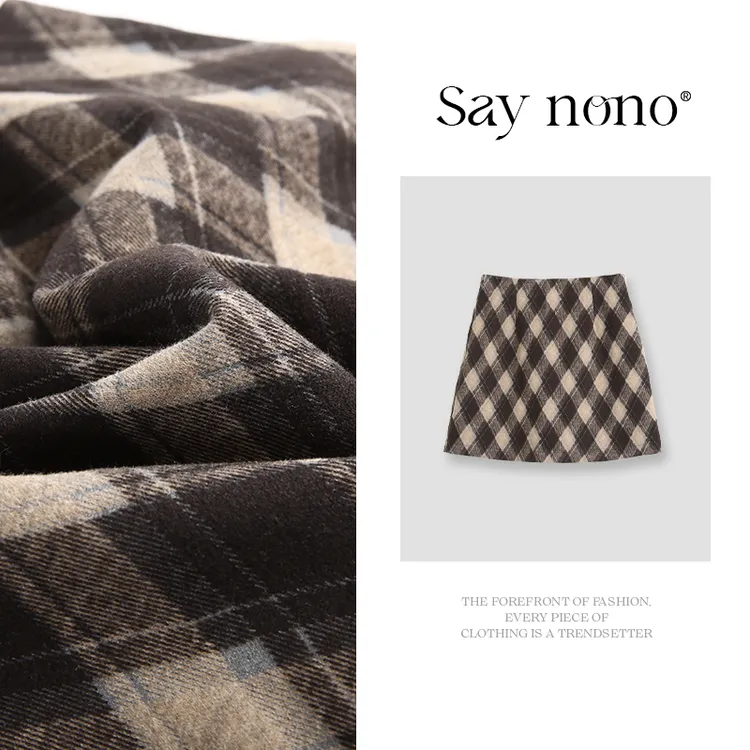 懒猫nono│Saynono 菱形格半身裙/XXJX8522