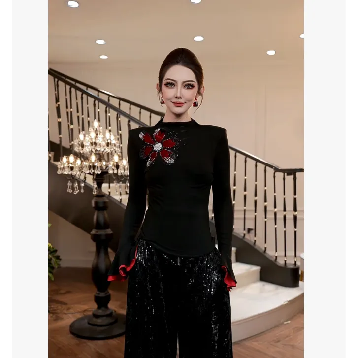 【FUNANI】高级重工显瘦原创修身设计款2025秋冬打底上衣 X2531141A