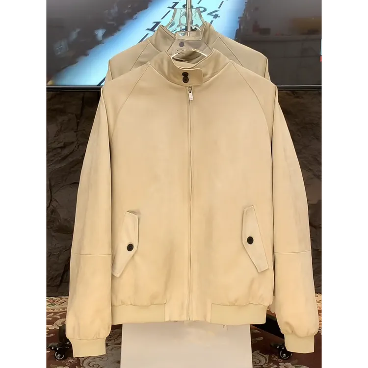 40700版“富帅Harrington哈林顿”翻毛绒面麂皮绒90白鸭绒羽绒服