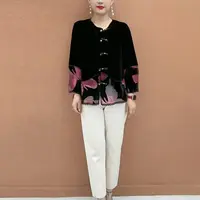 62款【8878】春秋时尚气质拼接显瘦不倒绒新中式宽松中老年妈妈装