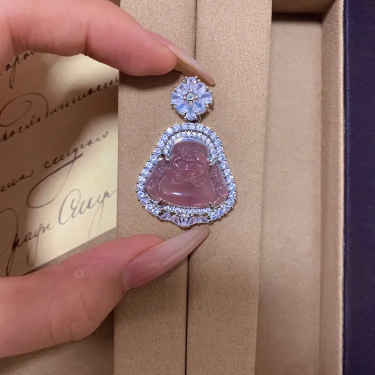 铜合金项链 新中式紫气东来项链弥勒佛民族风吊坠气质锁骨链百搭