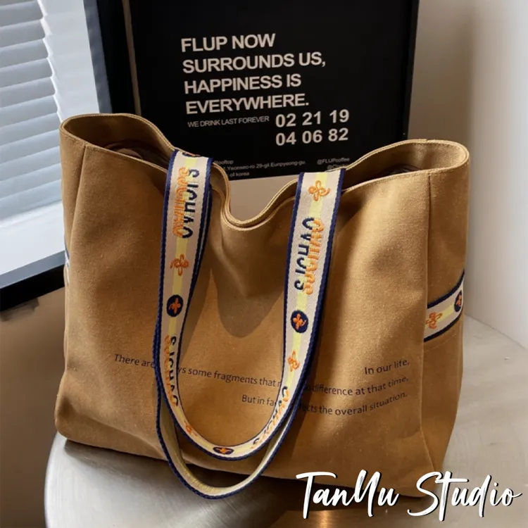 探屿日本帆布包上班通勤高级感大容量时尚秋冬季单肩包百搭托特包