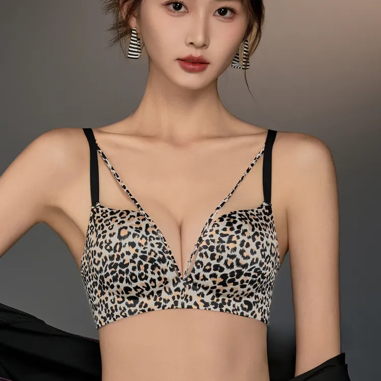 性感豹纹聚拢性感小胸显大文胸套装防下垂收副乳2025新款文胸罩女