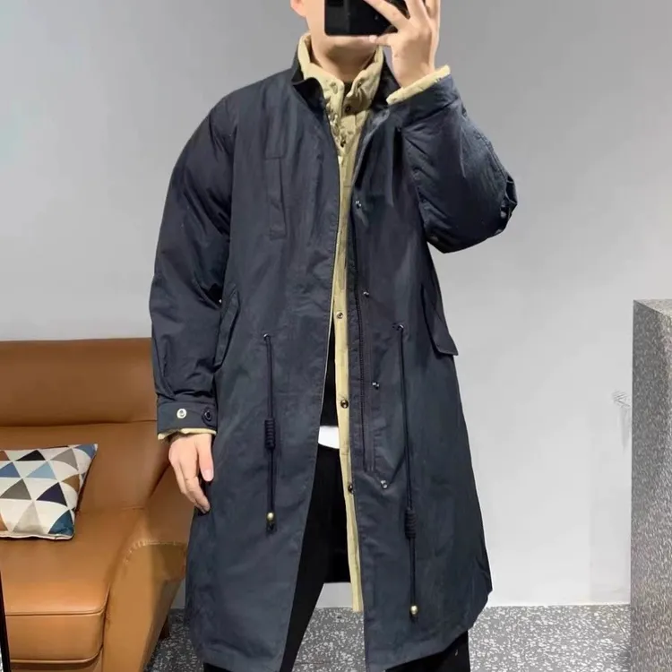 2025 新款假两件棉服男中长款 加厚连帽宽松叠穿潮牌冬季保暖外套