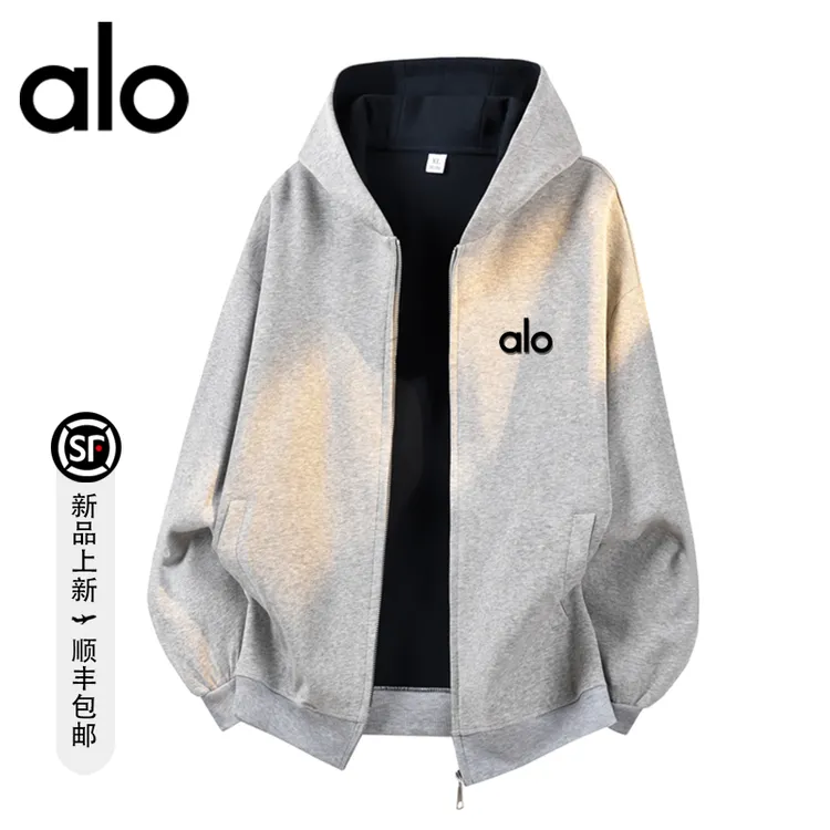 alo潮牌 休闲连帽百搭保暖时尚卫衣外套情侣款开衫款秋季宽松上衣