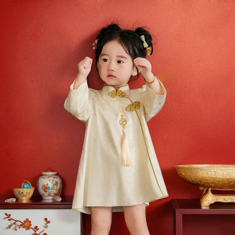 周岁女宝礼服夏季国风婴儿裙子生日抓周新中式唐装礼服女童公主裙