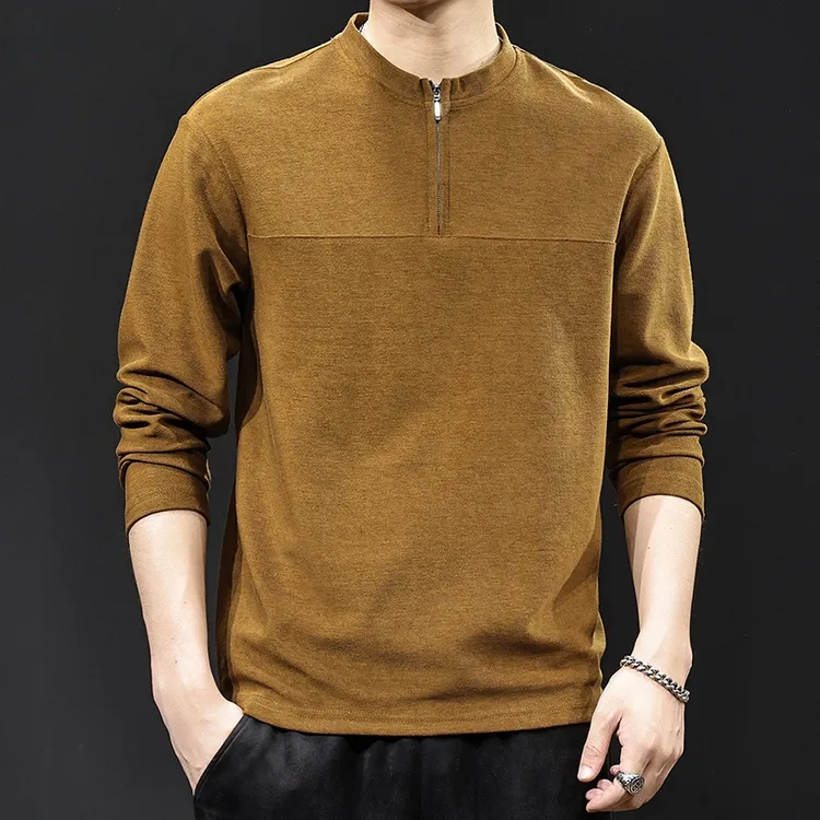 皮尔卡丹莱赛尔亲肤柔软长袖t恤男士宽松复古百搭上衣内搭打底衫T