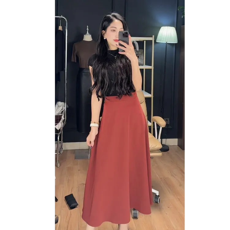 【3个裙长】春夏小个子西装显瘦高腰大摆百搭中长裙显瘦半身裙8