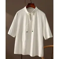 特！门店32&9！“客供”纳丝兰布/棉感莱赛尔天丝光泽旗袍领T恤D40074