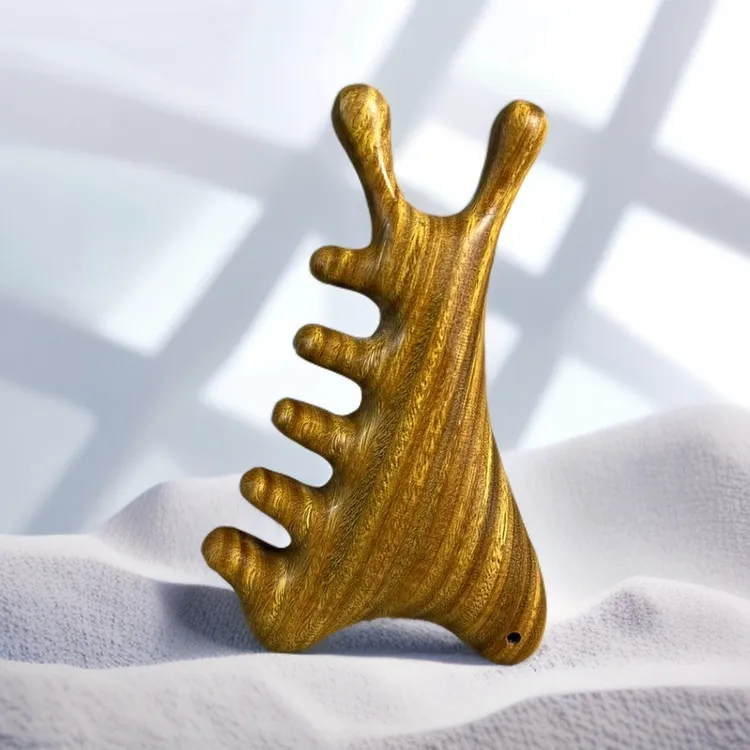 【四合一正宗绿檀】经络梳加宽四合一按摩梳新头部刮痧正宗按摩梳