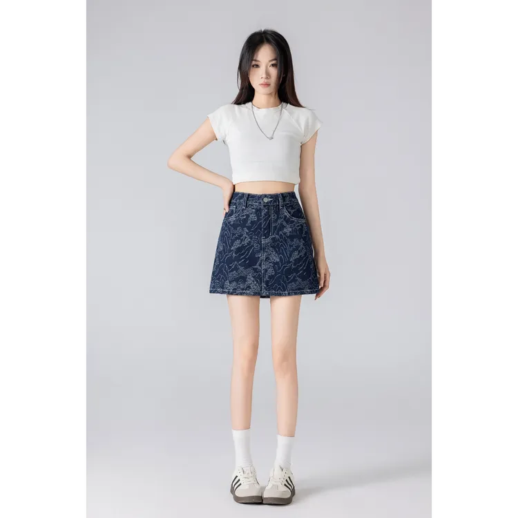 碎花提花通勤短裙半身裙显瘦拉链O型裙子时尚A字常规夏季西装裤