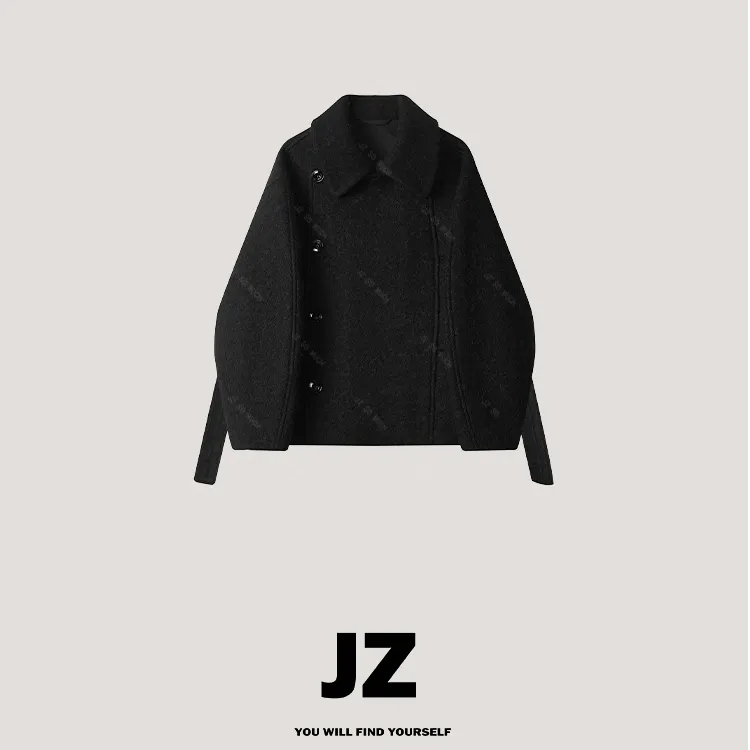 金子/JZ SO MUCH【不对称浴袍大衣】进口苏力羊驼羊毛毛呢大衣