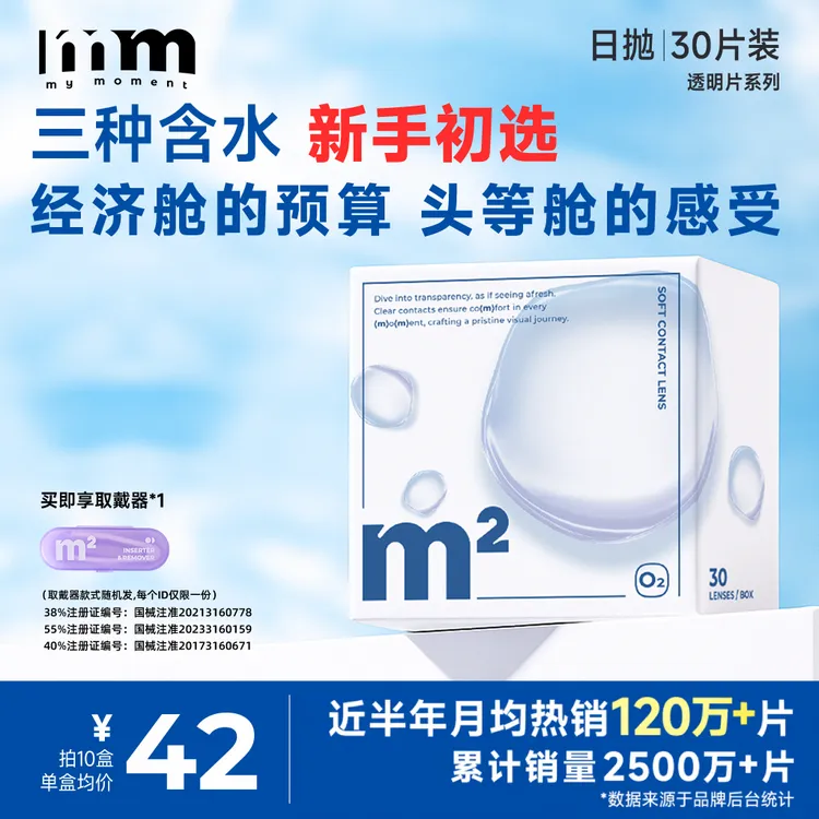 mm小蓝片日抛30片近视透明隐形眼镜推荐三含水舒适水润次抛入门商品图