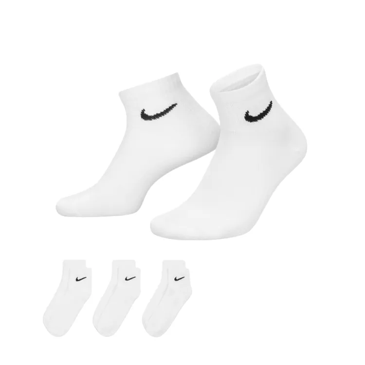 NIKE/耐克（3双装）薄款速干男女袜子白色袜运动短袜SX7677-100