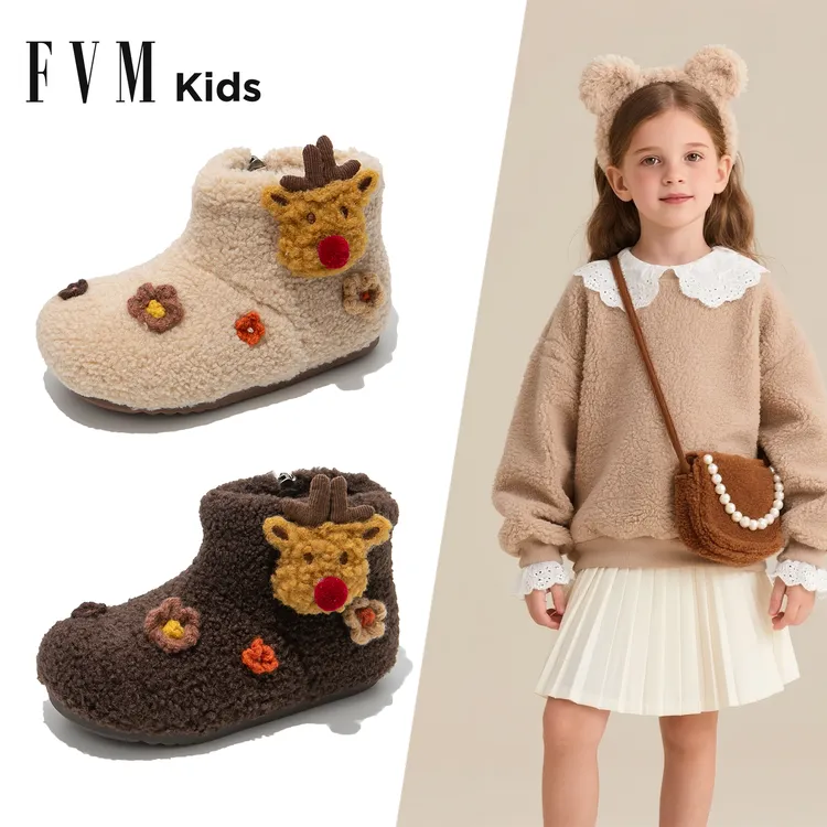 女童雪地靴儿童毛毛靴子2025新款冬季加绒保暖加厚女孩冬鞋棉靴