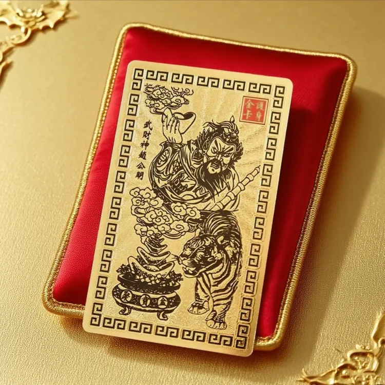 【先生推荐】青蛇年新款武财神赵公明金属卡片居家五路文化创意贴纸
