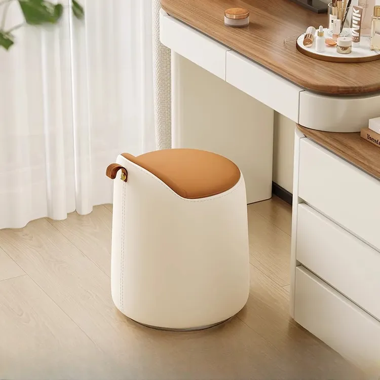 主卧女生化妆凳卧室梳妆台凳子旋转化妆椅意式极简圆凳轻奢高级感