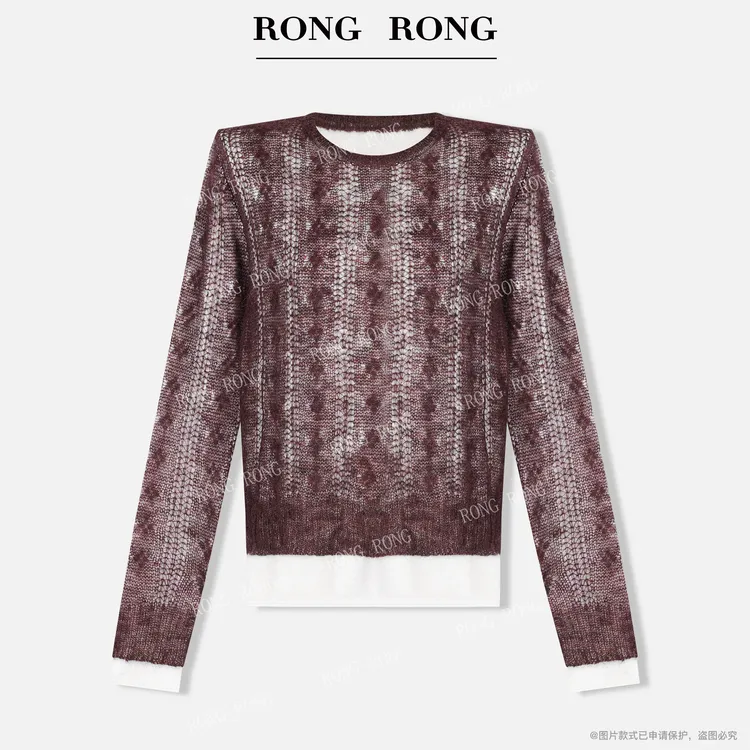 溶溶【蓝梦深海】RONGRONG  绵羊毛马海毛混纺双层轻奢羊毛衫RR9101