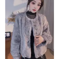 冬新款小香风毛绒加厚皮毛一体爆款洋气短款外套女高级感上衣