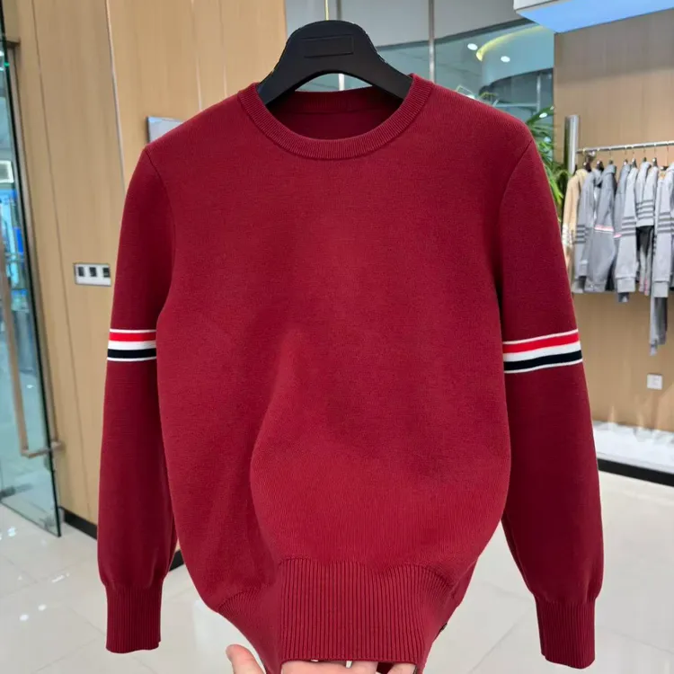 圆领红白蓝百搭针织衫男女同款B0290