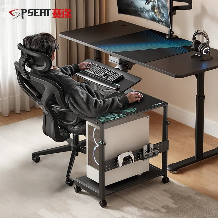 PSEAT/赛途电脑主机托架可移动海景房主机车升降桌打印机置物架