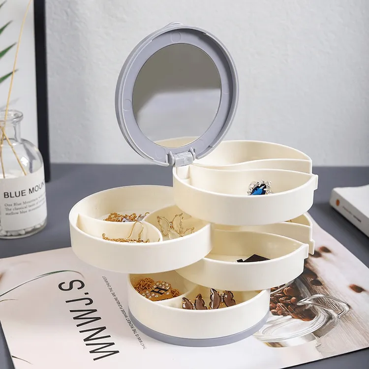大容量项链旋转首饰盒耳钉耳环耳饰戒指饰品网红多层收纳盒子E242