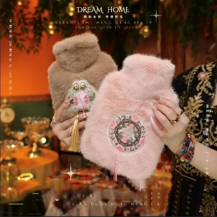 国风刺绣热水袋暖水袋 注水热敷袋热敷专用暖手袋被窝