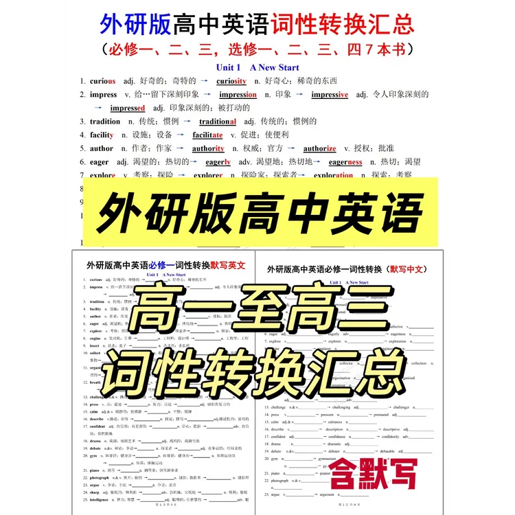 G578-外研版高中英语词性转换汇总（必修1-选修四7本）PDF电子版