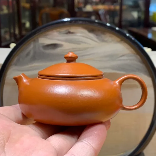 宜兴紫砂壶 寒江壶 容量120cc 原矿红卫朱泥 寒江原矿手工紫砂壶