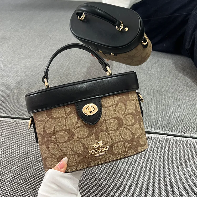 化妆盒子包2025新款时尚手提小水桶包精致复古链条单肩斜挎小包包