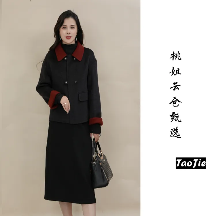 C3070羊毛大衣秋冬季气质百搭羊毛大衣外套女