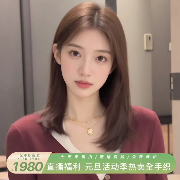 优选【全手织裸感仿生工艺】全真发自然递针妈生大头皮轻薄逼真隐形