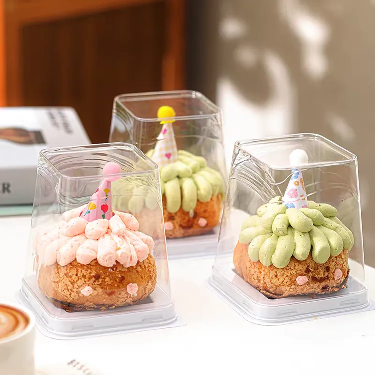 烘焙包装盒加高2寸3寸透明西点慕斯甜品盒草莓千层切块蛋糕包装盒