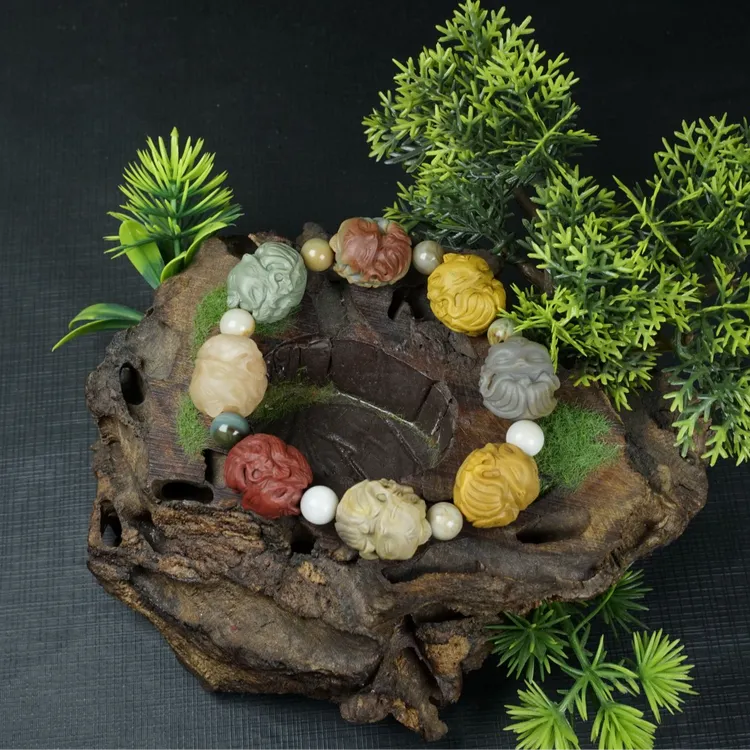 天然阿拉善玛瑙精工雕刻九尾狐狐仙时尚百搭舒适显气质手串&单颗