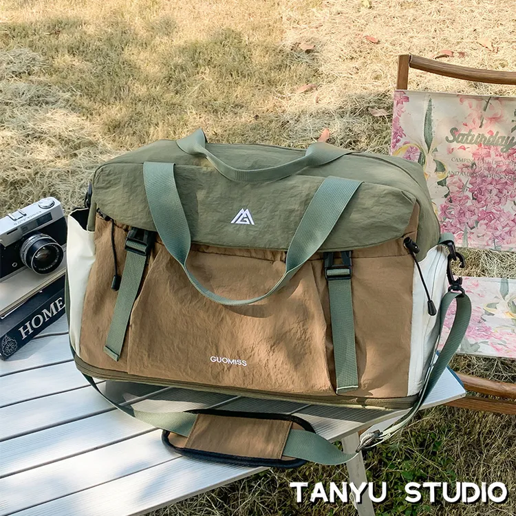 探屿新款大容量短途旅行包女可扩容轻便出差行李袋斜挎手提健身包