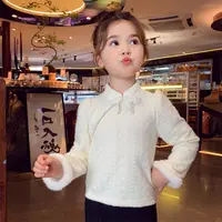 米米哈罗女童秋款新中式时髦洋气甜美蕾丝打底衫长袖上衣Q25876