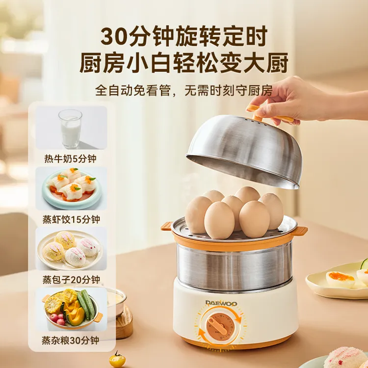 大宇蒸蛋器煮蛋器双层自动断电家用小型不锈钢蒸锅定