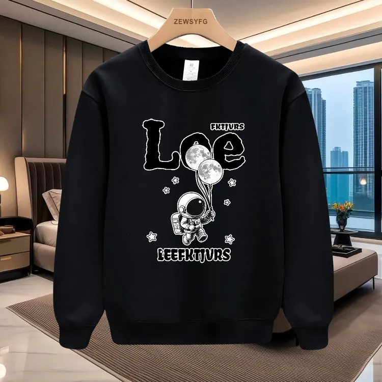 美式痞帅潮流宽松百搭长袖潮牌套头卫衣青年男款休闲加绒圆领上衣