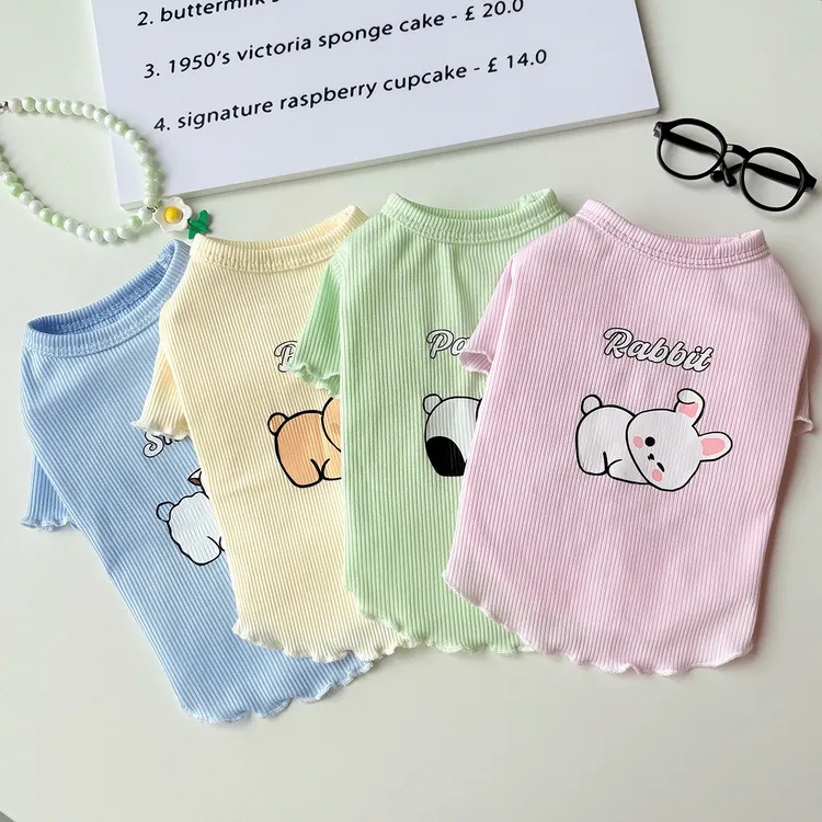 春夏ins薄款可爱动物印花宠物泰迪比熊狗狗衣服小型夏天T恤打底衣