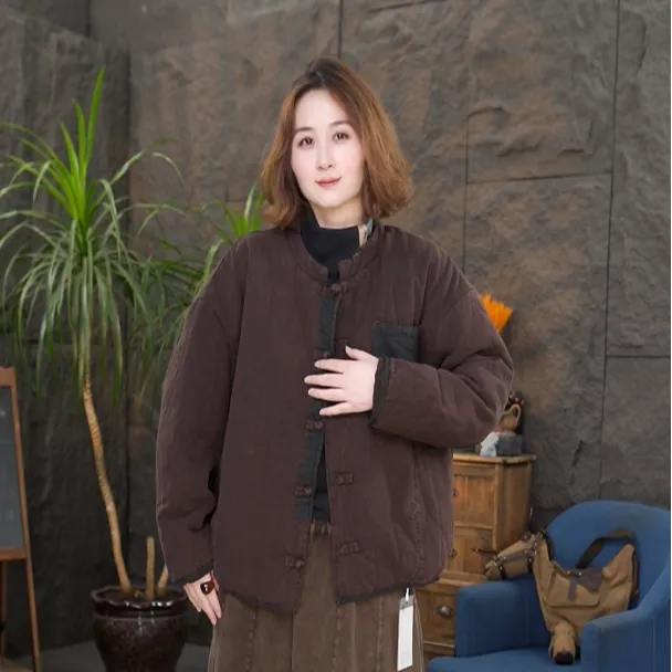 【棉袄】透气厚款女保暖立领极简风短外套宽松休闲春秋百搭长袖中式