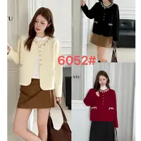 薇莎6052【贝壳】双面珍珠呢假口袋小香风外套女